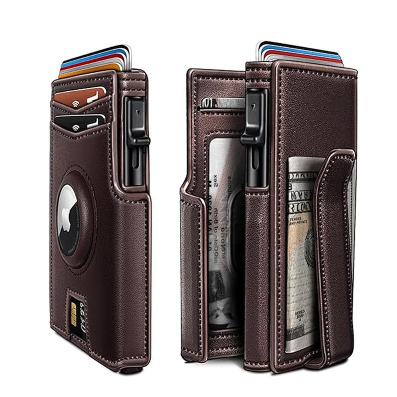Credit Card Holder Pop Up RFID for daily commute, aluminum alloy, matte black, smart slim pop-up mechanism with magnetic closure and RFID blocking - Image 1