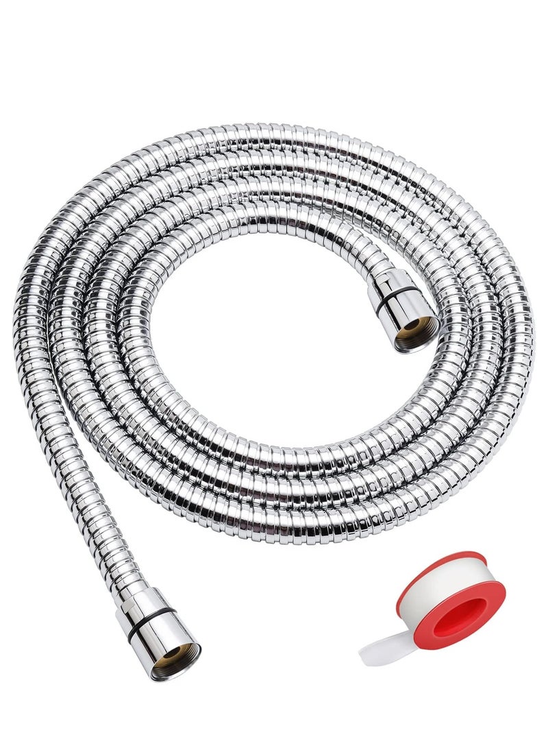 Durable and Flexible Shower Head Hose, Stainless Steel Handheld Shower Head Hose with Nut and Brass Insert Extra Long 1.7m (Chrome) - Image 1