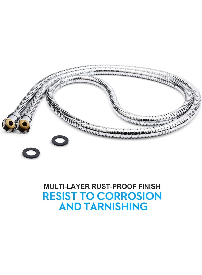 Durable and Flexible Shower Head Hose, Stainless Steel Handheld Shower Head Hose with Nut and Brass Insert Extra Long 1.7m (Chrome) - Image 3