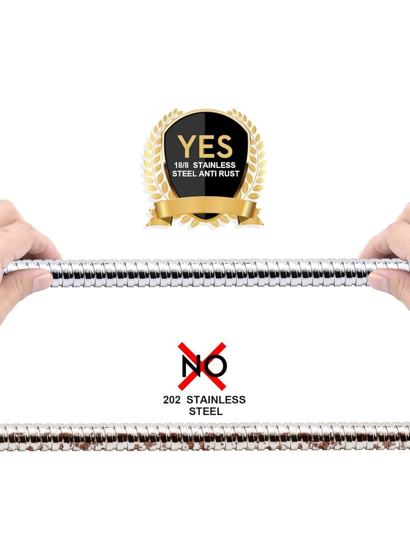 Durable and Flexible Shower Head Hose, Stainless Steel Handheld Shower Head Hose with Nut and Brass Insert Extra Long 1.7m (Chrome) - Image 4