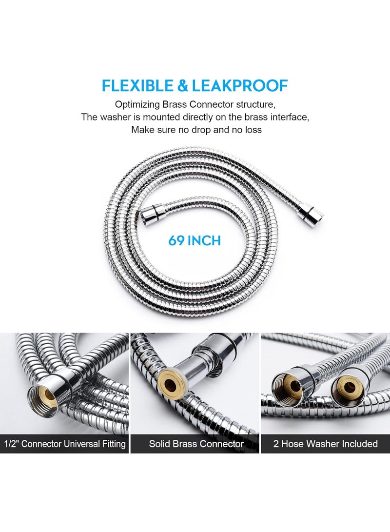 Durable and Flexible Shower Head Hose, Stainless Steel Handheld Shower Head Hose with Nut and Brass Insert Extra Long 1.7m (Chrome) - Image 5
