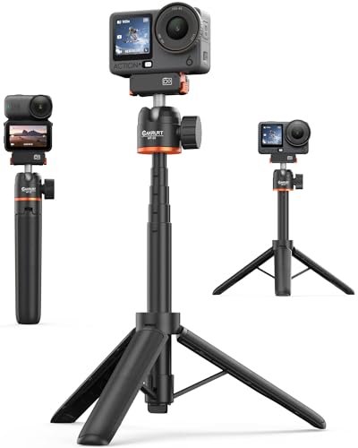 Cakrurt 21.4" Osmo Action 6 Selfie Stick Tripod for DJI Osmo Nano/Action 6, Xtra Atto, 2-in-1 Extendable Hand Grip w Mini Extension Rod & 360° Ball Head, Travel Vlogging Stand/Accessory for Video Recording - Image 1