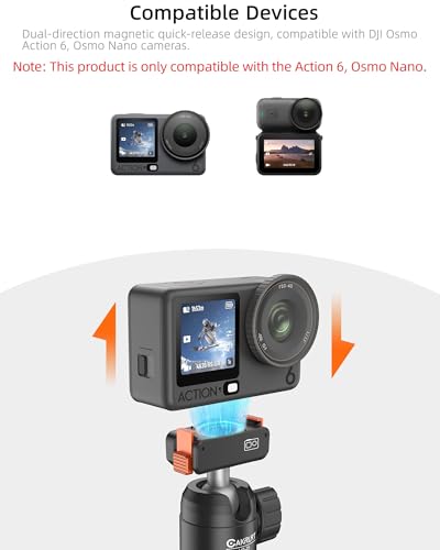 Cakrurt 21.4" Osmo Action 6 Selfie Stick Tripod for DJI Osmo Nano/Action 6, Xtra Atto, 2-in-1 Extendable Hand Grip w Mini Extension Rod & 360° Ball Head, Travel Vlogging Stand/Accessory for Video Recording - Image 2