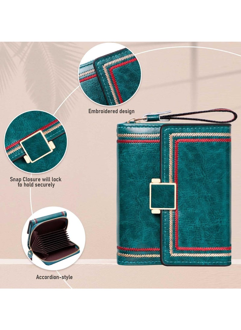 Generic - Women Purses RFID Blocking Leather Short Purse Bifold Ladies Small Purse - Image 1