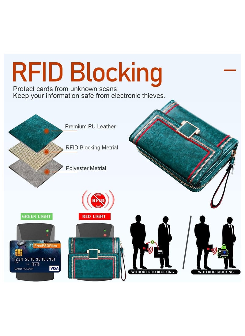 Generic - Women Purses RFID Blocking Leather Short Purse Bifold Ladies Small Purse - Image 1