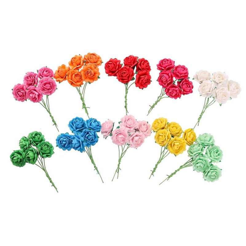 RATREE 888 Handmade Mini Heart Petals Mulberry Paper Roses 18 mm Mulberry Paper Flowers Scrapbooking Wedding DIY Craft Supplies Card Artificial Roses, Artificial Flowers (10 Colors) 50 Pcs - Image 1