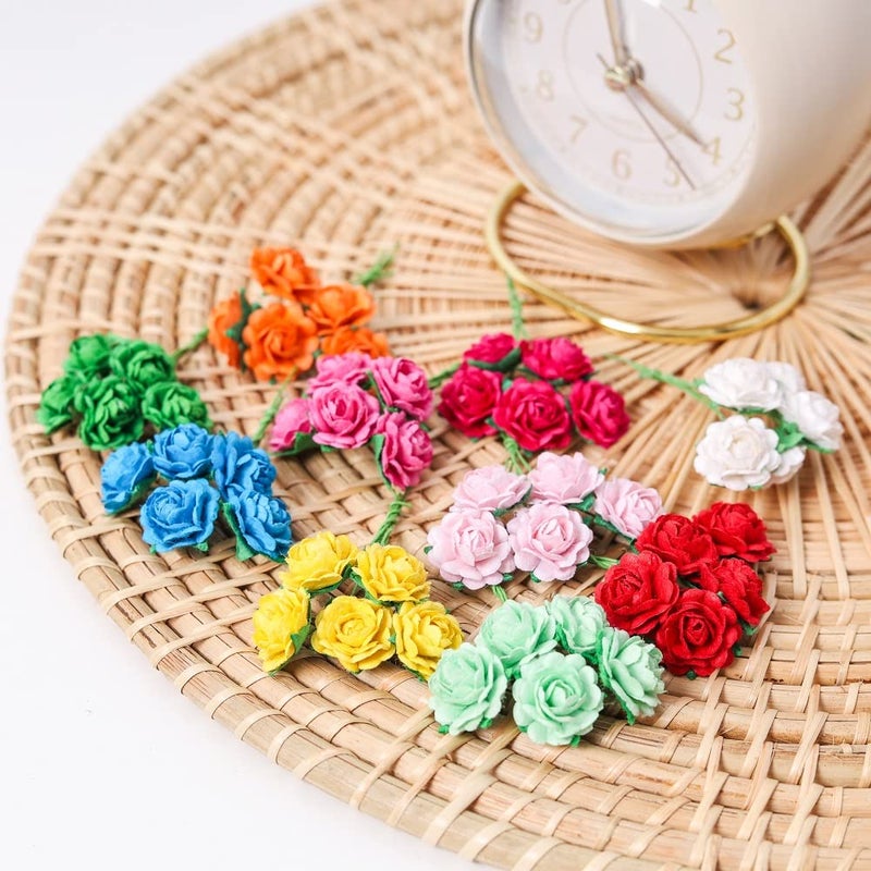 RATREE 888 Handmade Mini Heart Petals Mulberry Paper Roses 18 mm Mulberry Paper Flowers Scrapbooking Wedding DIY Craft Supplies Card Artificial Roses, Artificial Flowers (10 Colors) 50 Pcs - Image 5