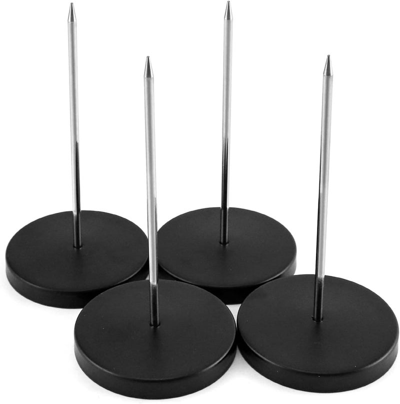 QWORK Desk Receipt Holder, 4 Pack Spike Stick Receipts Check Bill Fork Restaurant Check Spindle, Straight Rod Paper Holder, 5.5inch, Black - Image 1