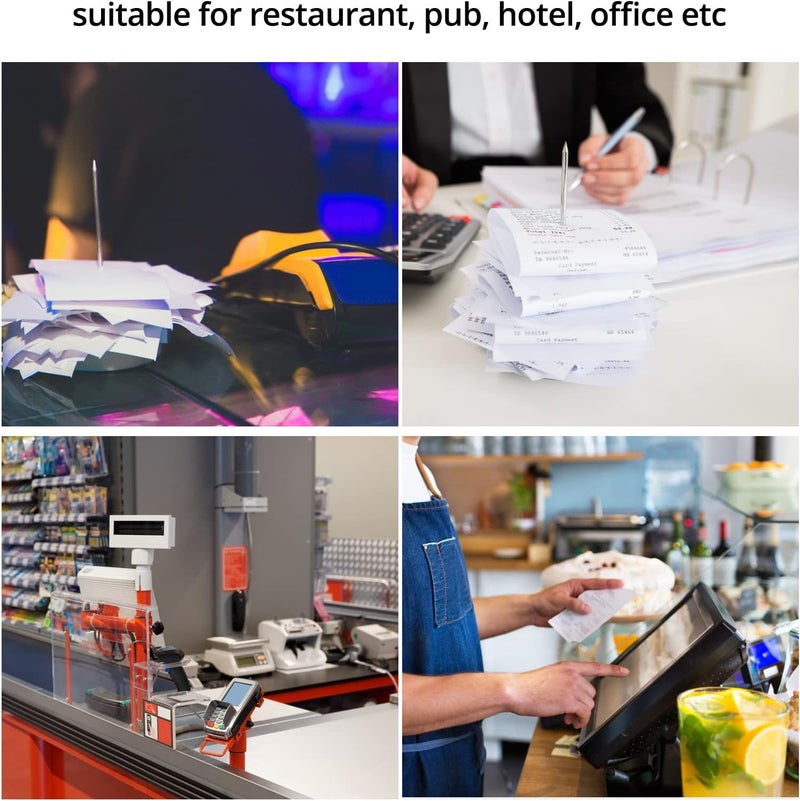 QWORK Desk Receipt Holder, 4 Pack Spike Stick Receipts Check Bill Fork Restaurant Check Spindle, Straight Rod Paper Holder, 5.5inch, Black - Image 4