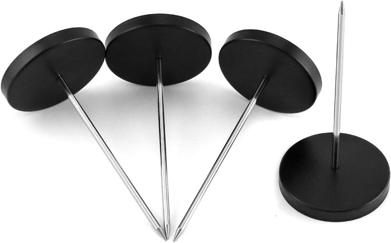 QWORK Desk Receipt Holder, 4 Pack Spike Stick Receipts Check Bill Fork Restaurant Check Spindle, Straight Rod Paper Holder, 5.5inch, Black - Image 2