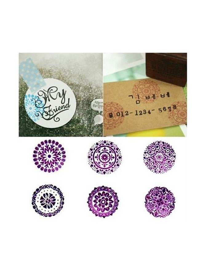 ديكورا 6 قطع ختم مطاطي خشبي دائري بنمط الأزهار لسكرابوكينغ - Image 4