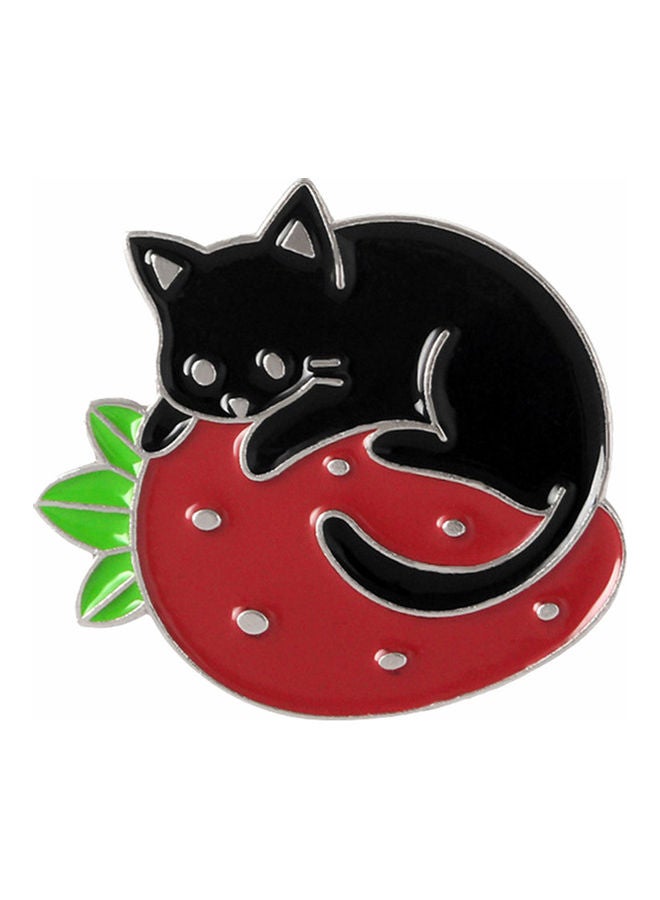 NIBEMINENT Litter Cat Strawberry Enamel Brooch Pin Collar Badge Jewelry - Image 1