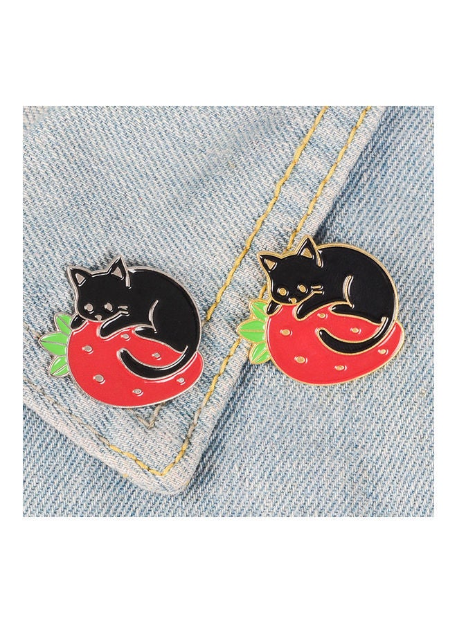 NIBEMINENT Litter Cat Strawberry Enamel Brooch Pin Collar Badge Jewelry - Image 2