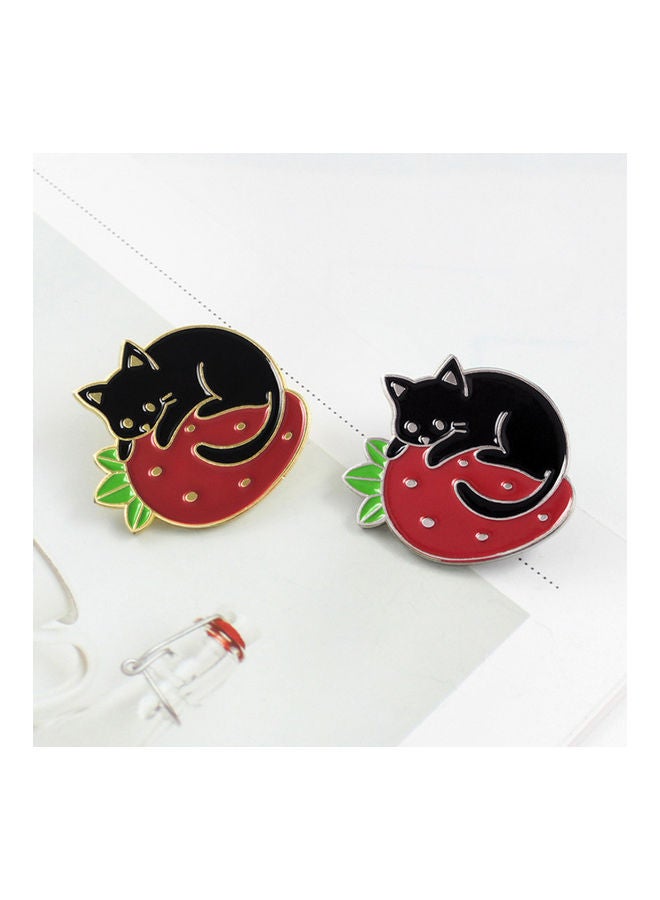 NIBEMINENT Litter Cat Strawberry Enamel Brooch Pin Collar Badge Jewelry - Image 4