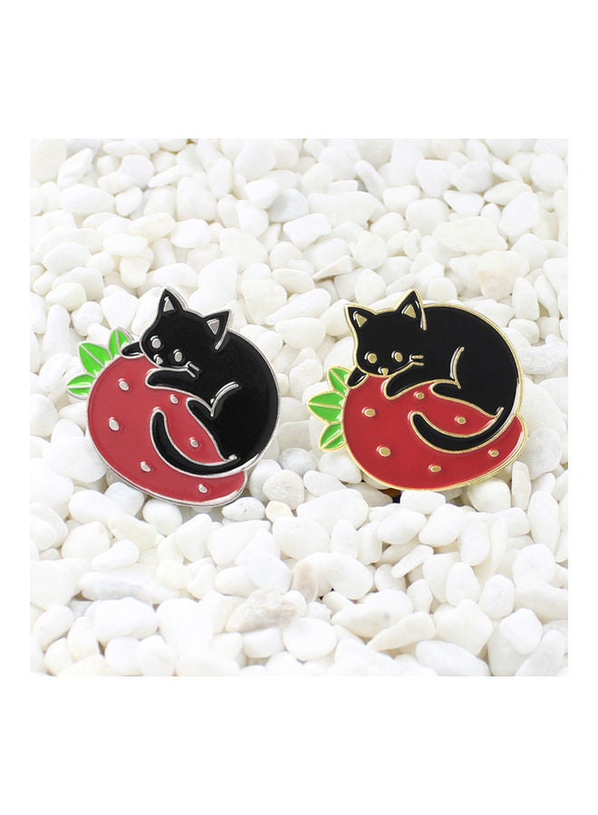 NIBEMINENT Litter Cat Strawberry Enamel Brooch Pin Collar Badge Jewelry - Image 5