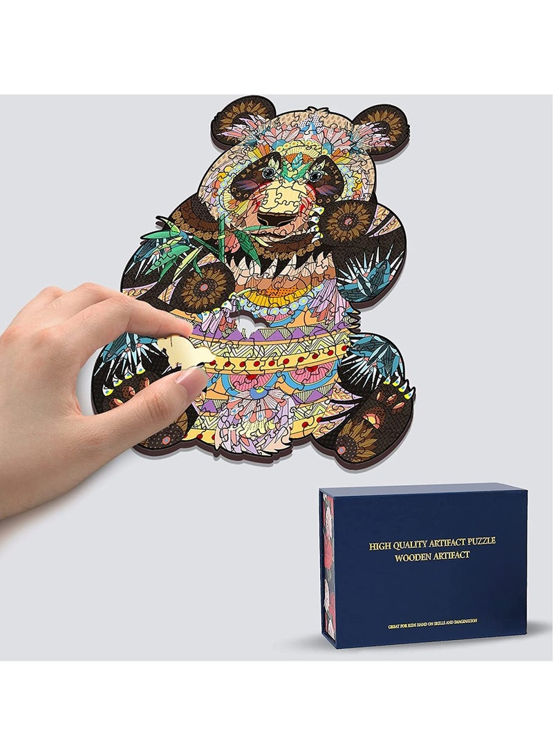 أحجيات الصور المقطوعة الخشبية ألغاز خشبية ثلاثية الأبعاد على شكل حيوانات، أفضل هدية للبالغين والأطفال، ألغاز الباندا الملونة والفريدة من نوعها - Image 5