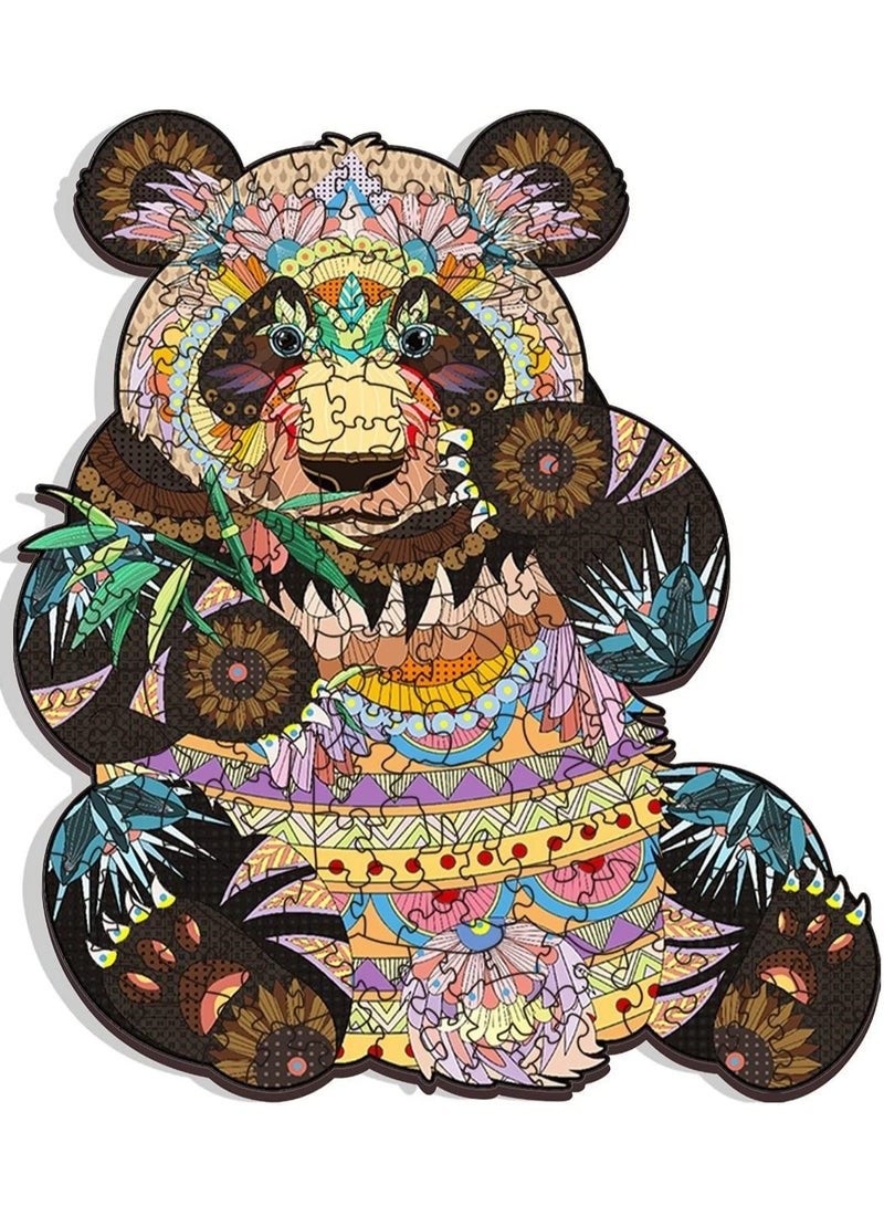 أحجيات الصور المقطوعة الخشبية ألغاز خشبية ثلاثية الأبعاد على شكل حيوانات، أفضل هدية للبالغين والأطفال، ألغاز الباندا الملونة والفريدة من نوعها - Image 1