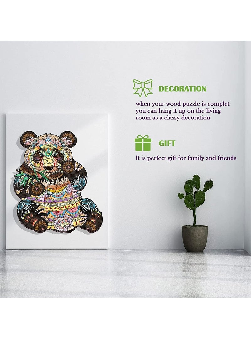 أحجيات الصور المقطوعة الخشبية ألغاز خشبية ثلاثية الأبعاد على شكل حيوانات، أفضل هدية للبالغين والأطفال، ألغاز الباندا الملونة والفريدة من نوعها - Image 4