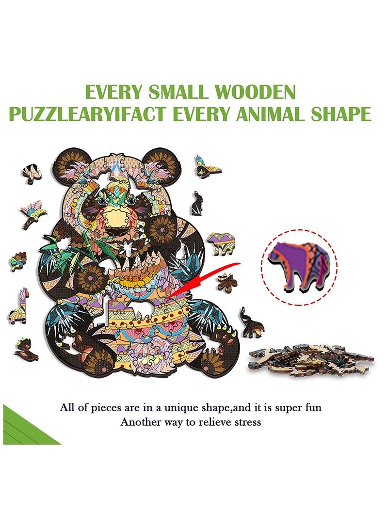 أحجيات الصور المقطوعة الخشبية ألغاز خشبية ثلاثية الأبعاد على شكل حيوانات، أفضل هدية للبالغين والأطفال، ألغاز الباندا الملونة والفريدة من نوعها - Image 3