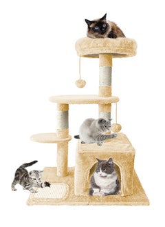 URbazaar Cat Tree with Toy, Cat Tower condo for Indoor Cats, Cat House with Padded Plush Perch,Sisal Scratching Posts  - Image 1