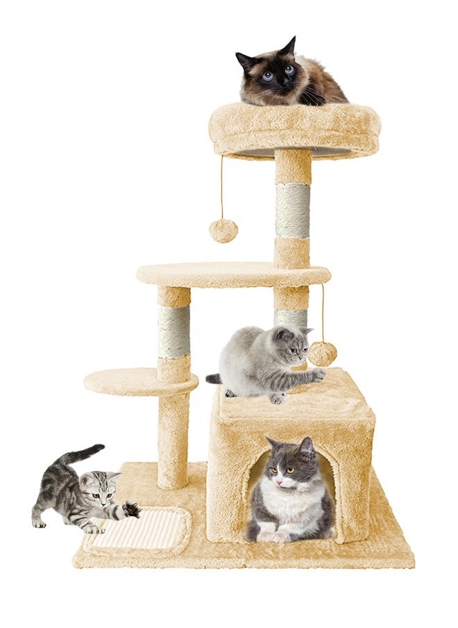 URbazaar - Cat Tree with Toy, Cat Tower condo for Indoor Cats, Cat House with Padded Plush Perch,Sisal Scratching Posts - Image 1