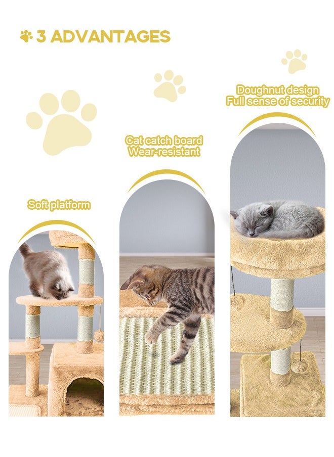 URbazaar - Cat Tree with Toy, Cat Tower condo for Indoor Cats, Cat House with Padded Plush Perch,Sisal Scratching Posts - Image 1