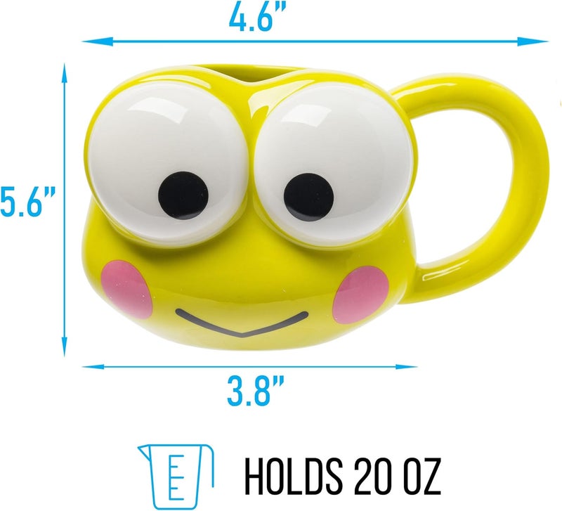 Silver Buffalo Sanrio Hello Kitty and Friends Keroppi Ceramic 3D Sculpted Mug 20 Ounces - Image 3