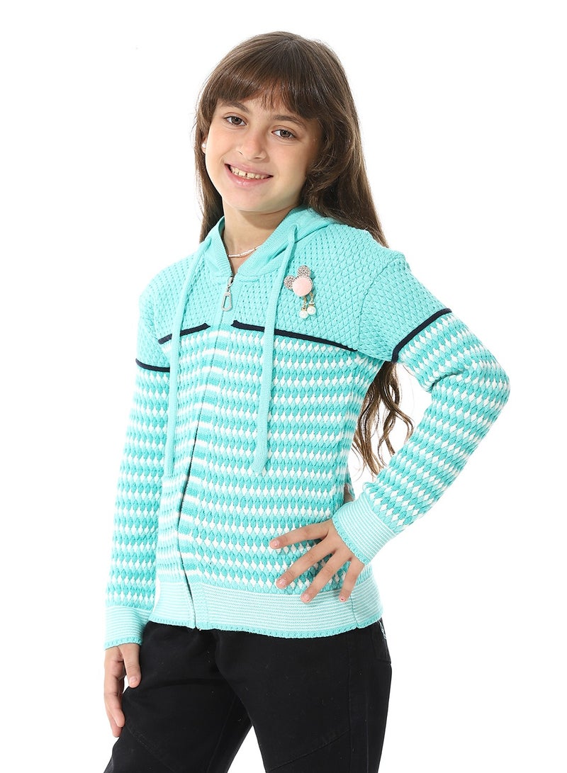 Andora Girls Hooded Neck Long Sleeve Knitted Sweater - Image 2