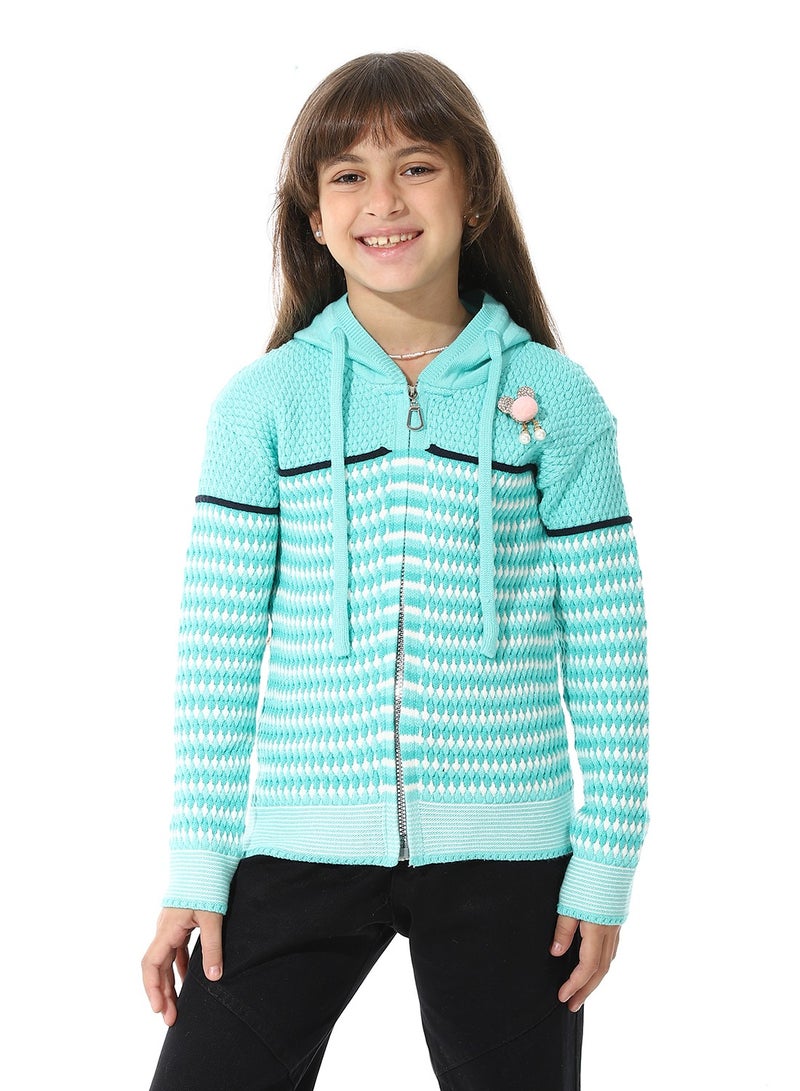 Andora Girls Hooded Neck Long Sleeve Knitted Sweater - Image 1