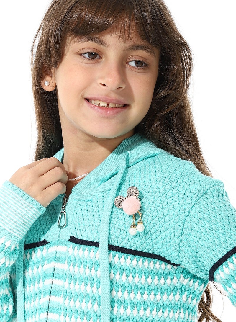 Andora Girls Hooded Neck Long Sleeve Knitted Sweater - Image 4