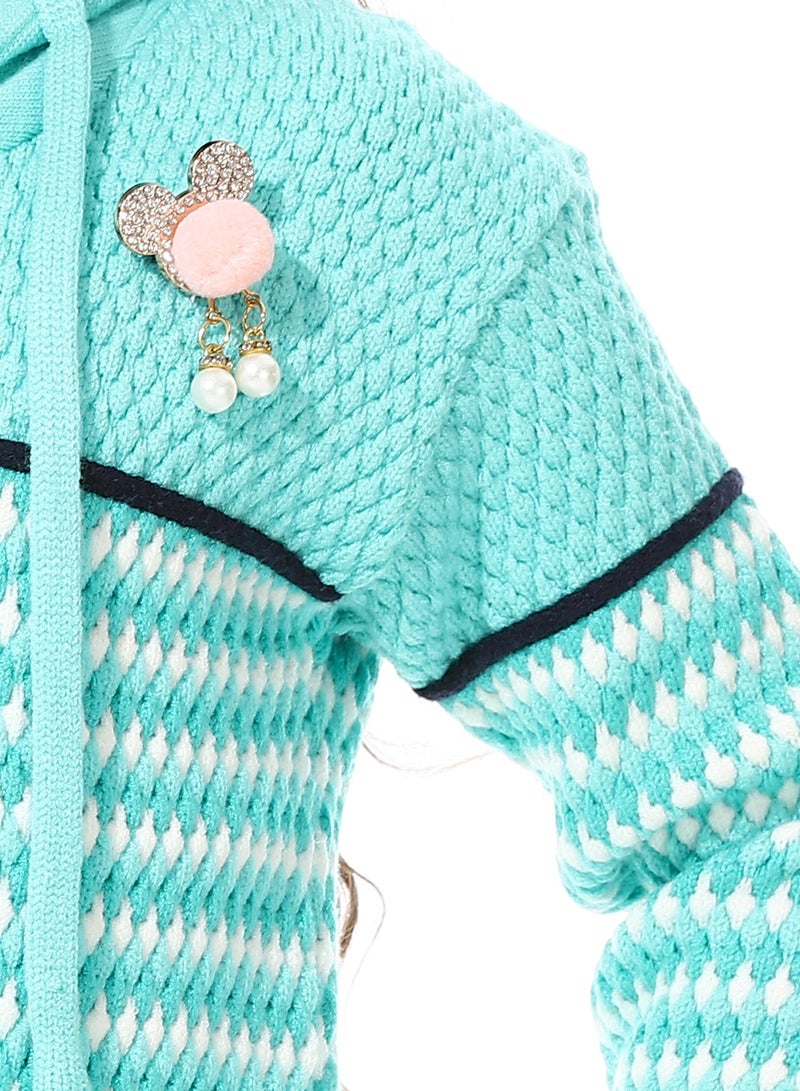 Andora Girls Hooded Neck Long Sleeve Knitted Sweater - Image 5