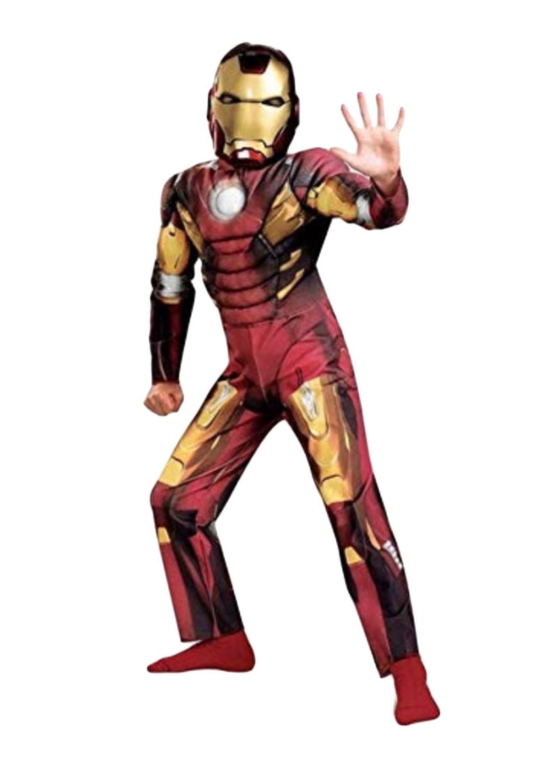 NIBEMINENT Ironman Muscle Costume In Breathable Polyester Fabric With Mask For Kids - Image 2