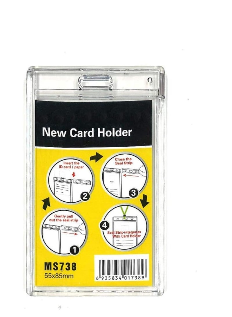 موديست 10 قطع من حامل شارة الهوية الشفاف مع حبل قصير، مع حامل بطاقة الهوية بحبل قصير مقاوم للماء من البلاستيك الشفاف وحاملات شارات الاسم الرأسية الشفافة الكريستالية حبل أسود - Image 2