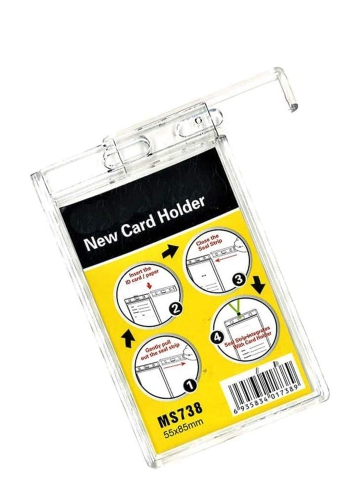 موديست 10 قطع من حامل شارة الهوية الشفاف مع حبل قصير، مع حامل بطاقة الهوية بحبل قصير مقاوم للماء من البلاستيك الشفاف وحاملات شارات الاسم الرأسية الشفافة الكريستالية حبل أسود - Image 3