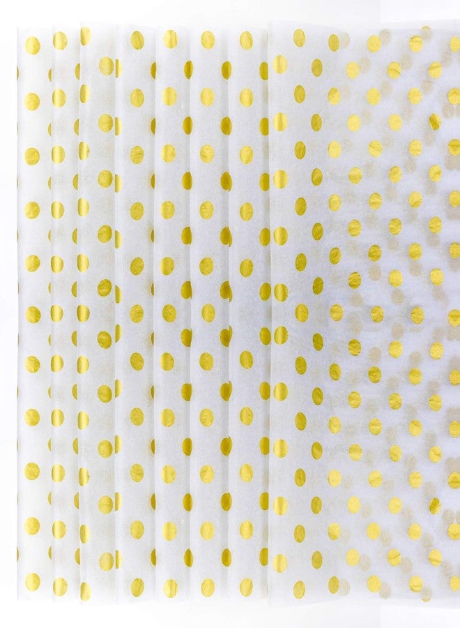 Teemico 50 Sheets Polka Dots Tissue Paper Gold Foil Dot Wrapping Paper Metallic Wrapping Tissue Paper Polka Dot Gift Bags Wrapping Paper, 20x 28 inches - Image 1