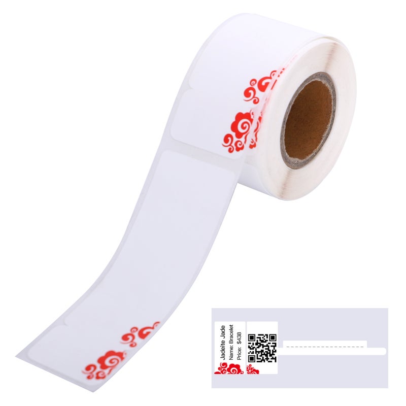 Thermal Jewelry Tags: T Type Cloud 25x30mm & 45mm 100 Sheets, Smooth Flat Surface For Clear Printing, Waterproof Oil-proof Scratch-resistant Tear-resistant, Synthetic Material Strong Tail Durable, Dir - Image 1