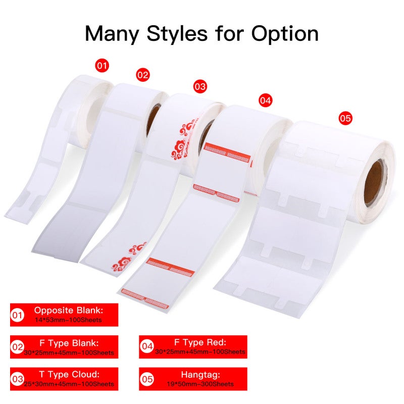 Thermal Jewelry Tags: T Type Cloud 25x30mm & 45mm 100 Sheets, Smooth Flat Surface For Clear Printing, Waterproof Oil-proof Scratch-resistant Tear-resistant, Synthetic Material Strong Tail Durable, Dir - Image 3