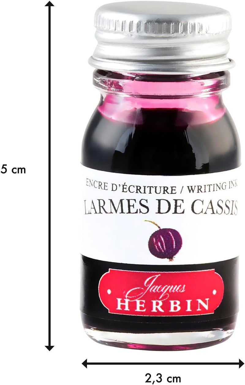 Jacques Herbin Herbin 11578T - 10ml bottle of ink for fountain pens and roller pens (product without packaging - zero waste objective), Larme de cassis/Blackcurrant tears - Image 1
