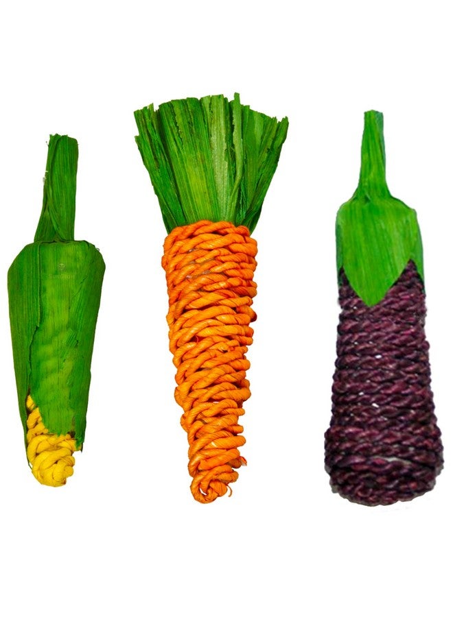 SunGrow Natural Veggie Chew Toys For Rabbits, 5.2 Inches, Woven With 100% Organic Material, Stimulate Your Bunny Rabbits, Bright, Entertaining And Safe For Chewing, 3 Pieces - Image 1