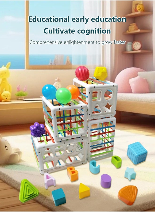 Occuwzz - Montessori Toys for Babies 3 Months, Sensory Toys Shape Sorter | Toddler Developmental Learning Toys, Colorful Textured Balls - Image 1
