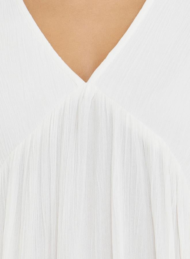 Styli Bell Sleeve V Neck Gathered Blouse - Image 3