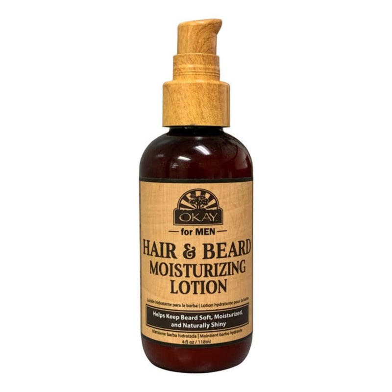 OKAY for MEN Beard and Hair Moisturizing Lotion - Beard Care Moisturizer Cream for Men, Conditioner with Shea Butter, Detangler, Hydration for Dry Hair - 4 fl oz (Pack of 1)