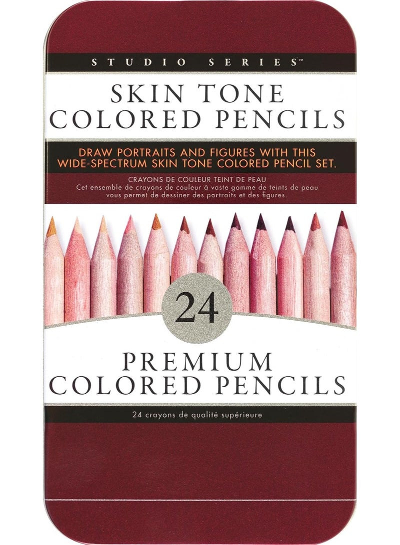 Peter Pauper Press Skin Tone Colored Pencils (24 soft core, high pigment pencils for skin tones and faces)  - Image 1