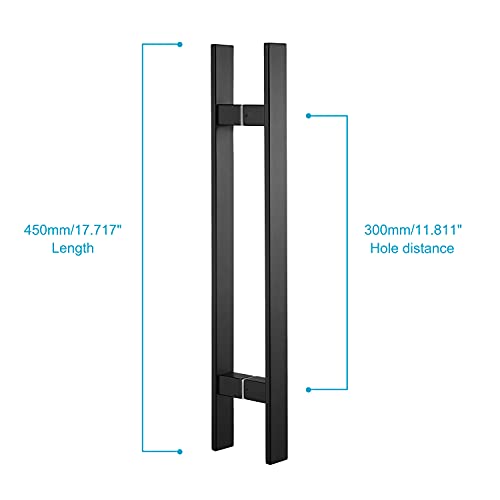 TOGU TG-6018 18 inches Solid Standoffs Heavy-Duty Commercial Grade-304 Stainless Steel Push Pull Door Handle/Barn Door Pull Handle/Glass Pulls, Matte Black Finish - Image 2