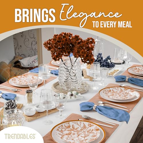 Trendables 80 Piece Plastic Disposable Plates Set For 40 Guests I 40 X 8 Inch Dessert Plates & 40 X 10 Inch Disposable Plastic Plates | Wedding Party Plates | White & Brown Pomegranate Design - Image 5