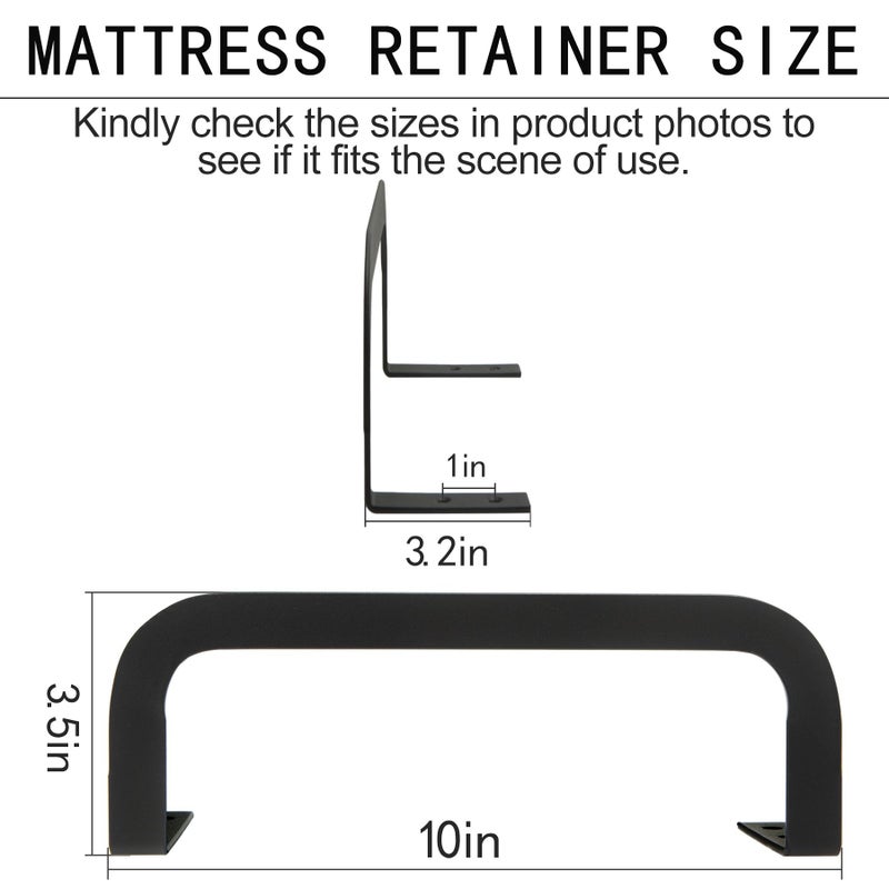 KOXHERO Mattress Retainer Bar Bracket (H3.5) Keeping Mattress from Sliding for Platform Beds Adjustable Bed Rv Mattress Camper Mattress  Black Mattress Slide Stopper Mattress Rails - Image 2