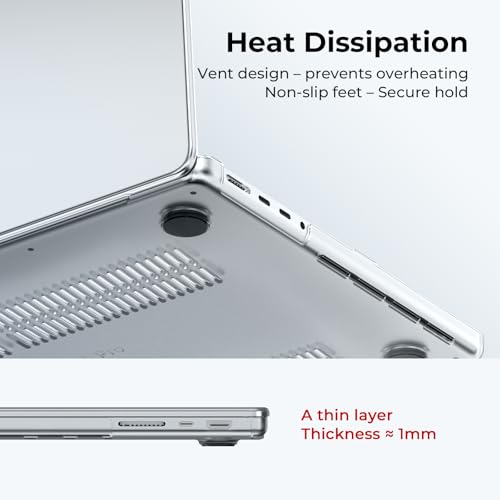 EooCoo Case Compatible with MacBook Pro 14 inch M5 2025 2024-2021 M4 M3 M2 M1 Pro Max Chip, Hard Shell Cases with Keyboard Cover, Screen Protector - Crystal Clear - Image 4