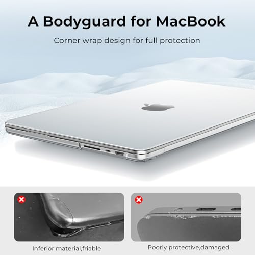 EooCoo Case Compatible with MacBook Pro 14 inch M5 2025 2024-2021 M4 M3 M2 M1 Pro Max Chip, Hard Shell Cases with Keyboard Cover, Screen Protector - Crystal Clear - Image 2