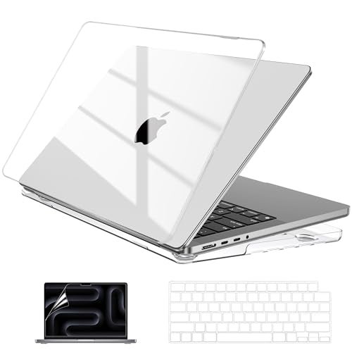 EooCoo Case Compatible with MacBook Pro 14 inch M5 2025 2024-2021 M4 M3 M2 M1 Pro Max Chip, Hard Shell Cases with Keyboard Cover, Screen Protector - Crystal Clear - Image 1