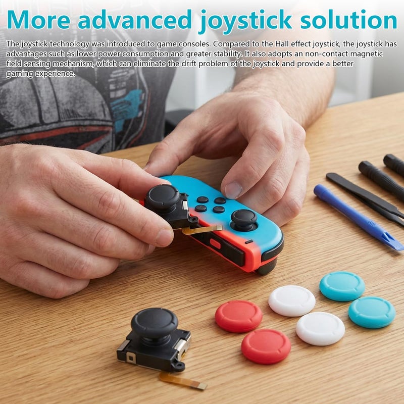 تصميم عملي عام مجموعة استبدال عصا التحكم الجديدة من Misimain TMR المتوافقة مع Joy-Con لجهاز Switch LCD، ترقية عصا التحكم المضادة للانحراف مع 4 أغطية ملونة متوافقة مع نماذج Switch Lite و OLED. - Image 5